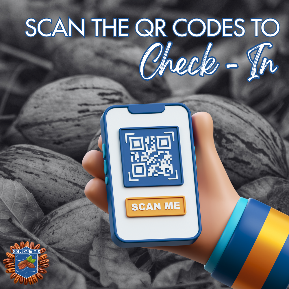 Scan the QR codes to check-in on the SC Pecan Trail
