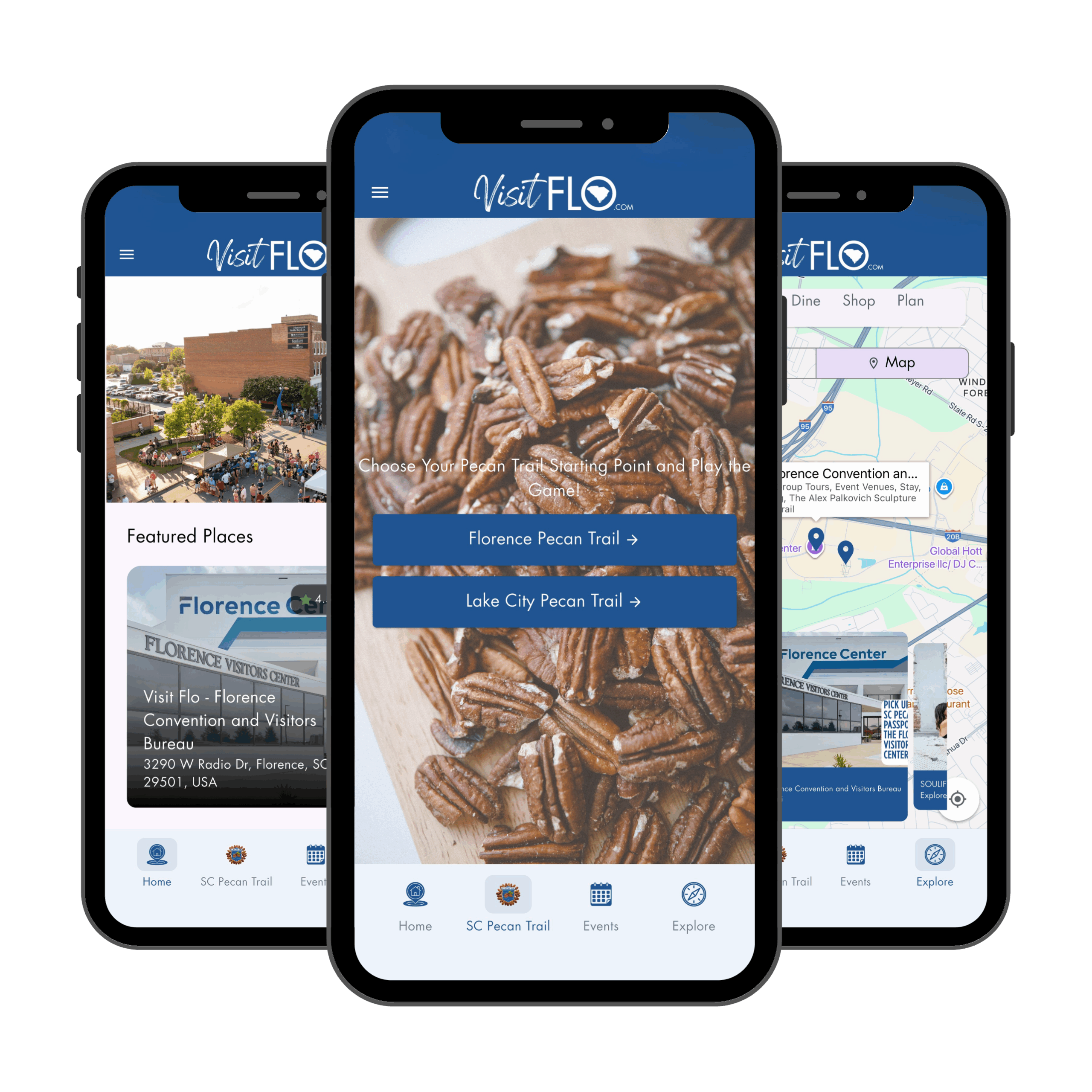 The Visit Florence SC App on phone screen