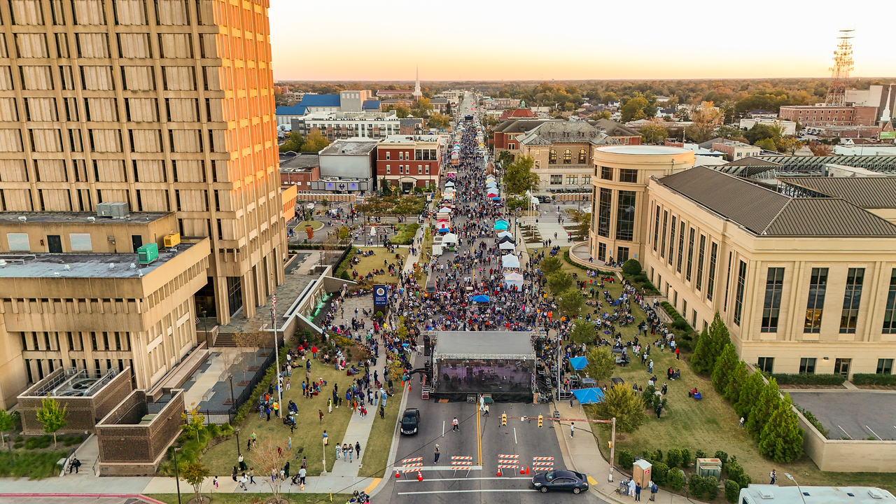 Aerial view of Downtown Florence Event